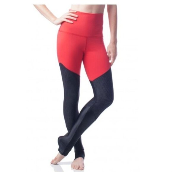 Emily Hsu Designs Vanguish Leggings Red Black Size S - Picture 1 of 8
